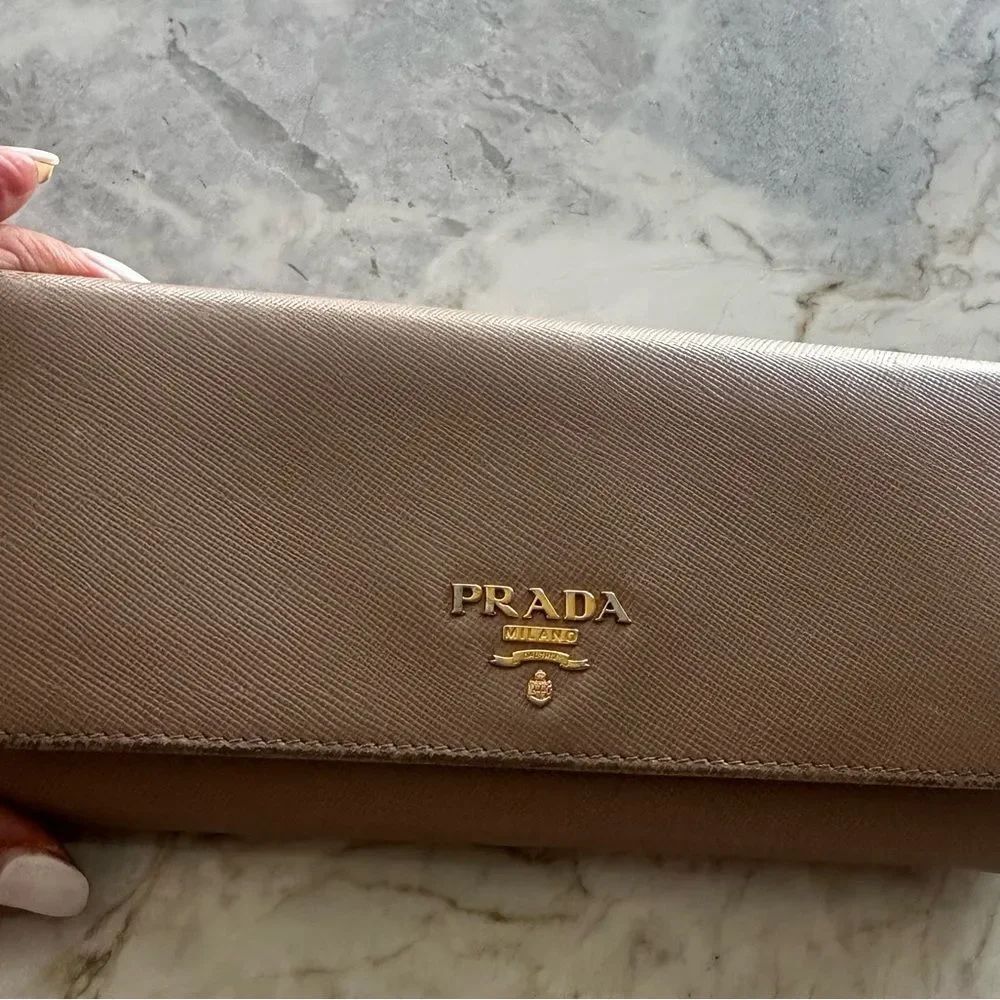 Prada Bi-Color Metal Saffiano Continental long leather Wallet